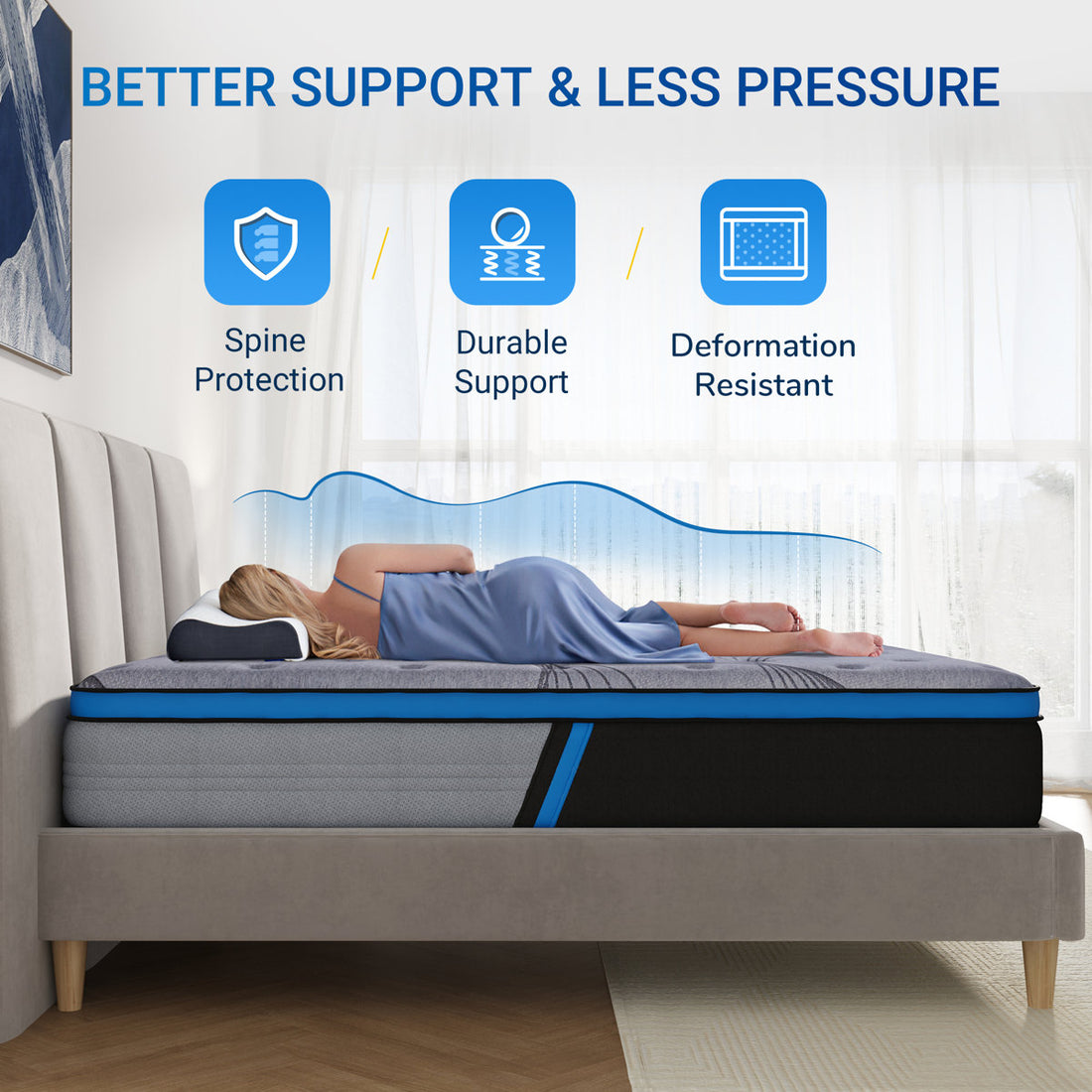 Avenco 12" Medium Cooling Gel Memory Foam Hybird Mattress In A Box