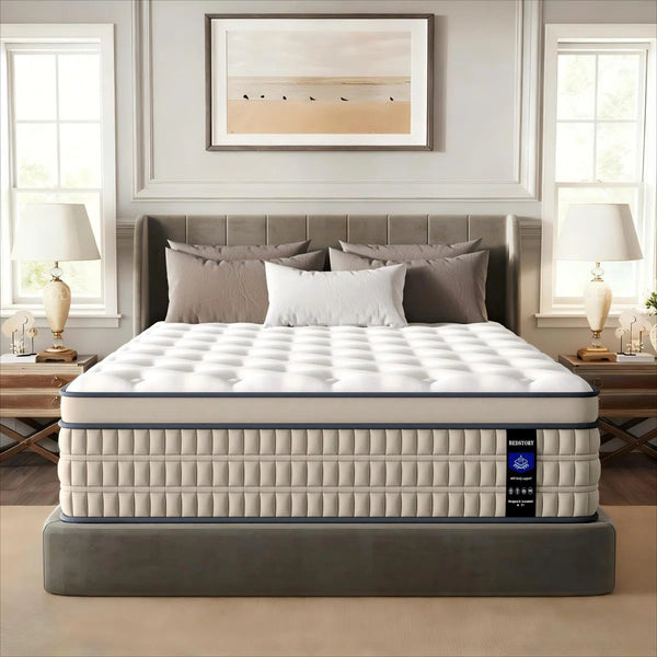 Bedstory 12"/14" Medium Hybrid Mattress with Pressure Relief & Motion Isolation,Pocket Springs,Gel Memory Foam, CertiPUR-US® & OEKO-TEX® Certified
