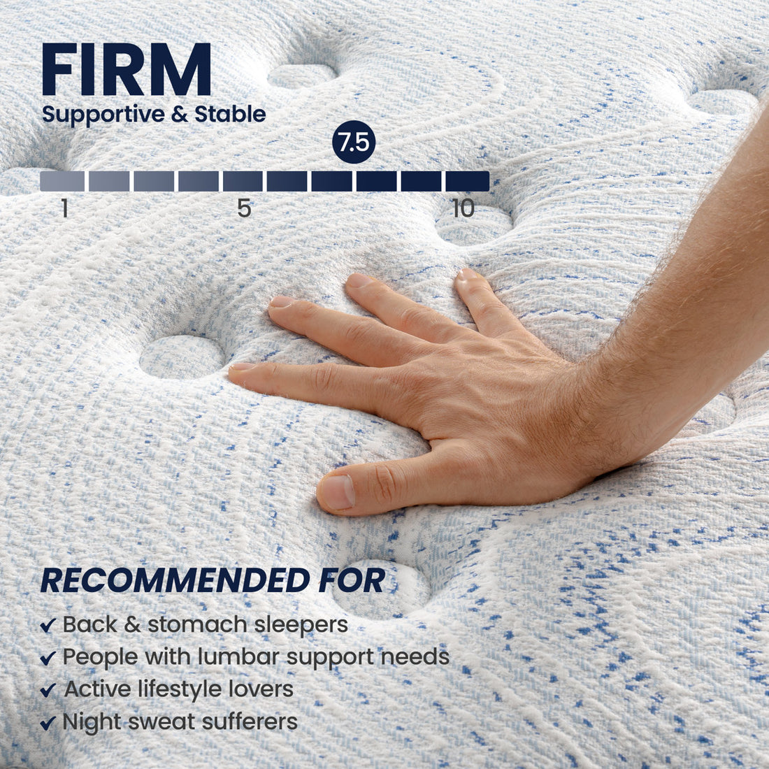Bedstory 13" Firm Hybrid Mattress with Wool Layer & 3-Zone Support- CertiPUR-US/OEKO-TEX