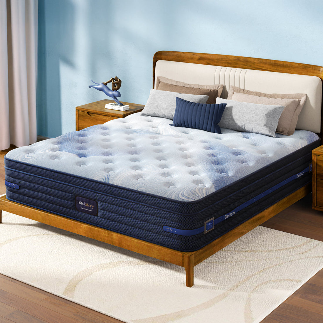 Bedstory 13" Firm Hybrid Mattress with Wool Layer & 3-Zone Support- CertiPUR-US/OEKO-TEX