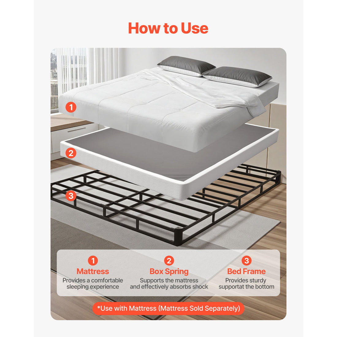 Box Spring, 5.1 in Mattress Foundation, 3500 lbs Max Weight Capacity, 79.1 x 59.6 x 5.1 in, Queen Size Bed Frame with Washable Fabric Cloth, Heavy-Duty Metal Frame for Queen Bed, Easy Assembly