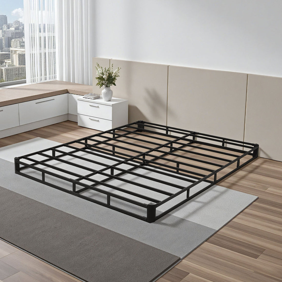 Box Spring, 5.1 in Mattress Foundation, 3500 lbs Max Weight Capacity, 79.1 x 59.6 x 5.1 in, Queen Size Bed Frame with Washable Fabric Cloth, Heavy-Duty Metal Frame for Queen Bed, Easy Assembly