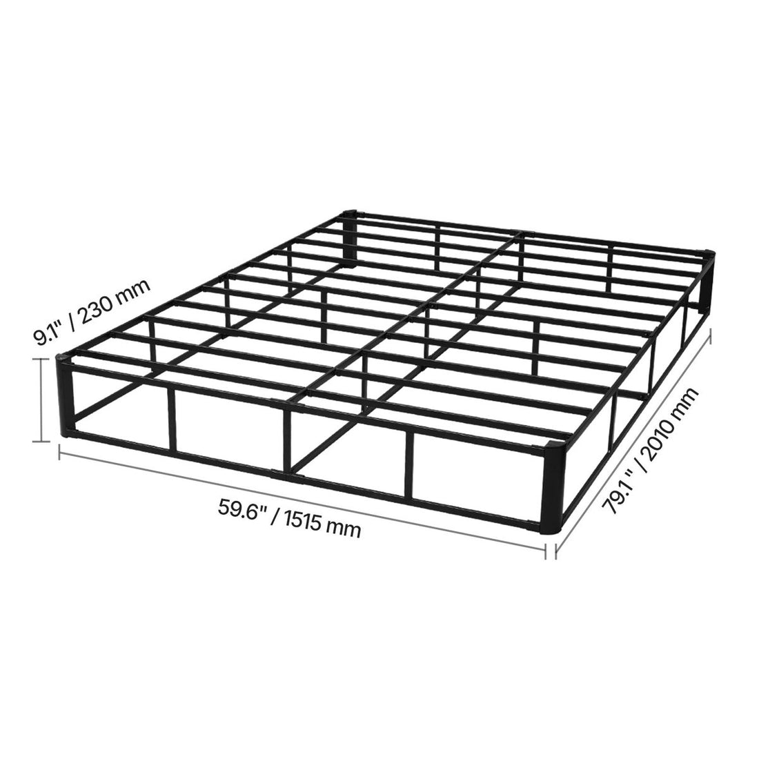 Box Spring, Queen Size Bed Frame with Washable Fabric Cloth, Heavy Duty Metal Frame for Queen Bed, 9.1 in Mattress Foundation, 3500 lbs Max Weight Capacity, Easy Assembly, 79.1 x 59.6 x 9.1 in