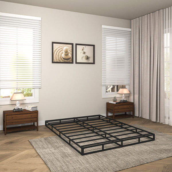 Box Spring Queen, 5 Inch High Metal Box Spring Only, Heavy Duty Mattress Foundation With Fabric Cover, Easy Assembly