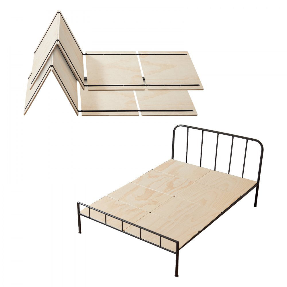 Bunkie Board, 0.4 in Foldable Bed Board Slats with Connection, Wooden Mattress Support forBed, Support Under Mattress Boards, Ready to Use, 8 Piece, Burlywood