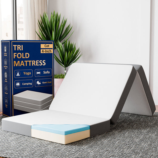 Cabrera Portable Tri-Folding Capability Gel Memory Foam Mattress, Removable and Washable