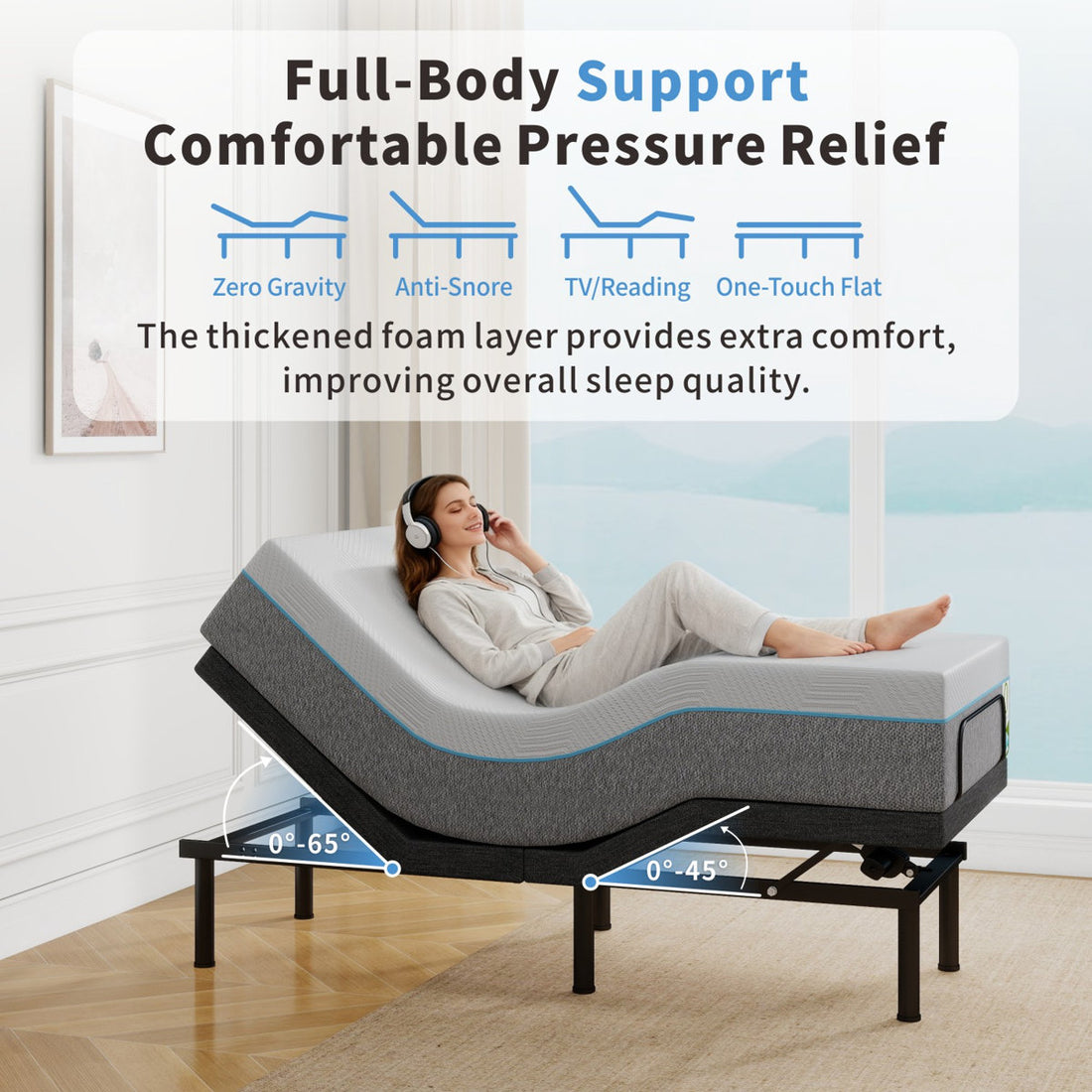 Comfort Adjustable Bed Base With Smart Presets & Quiet Motor – Universal Mattress Compatible