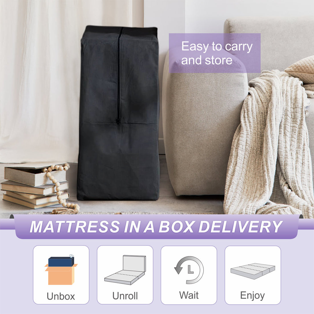 Driffield Selected ！Tri-fold 6'' Memory Foam Mattress, Portable Folding Murphy Bed Mattress with Washable Cover