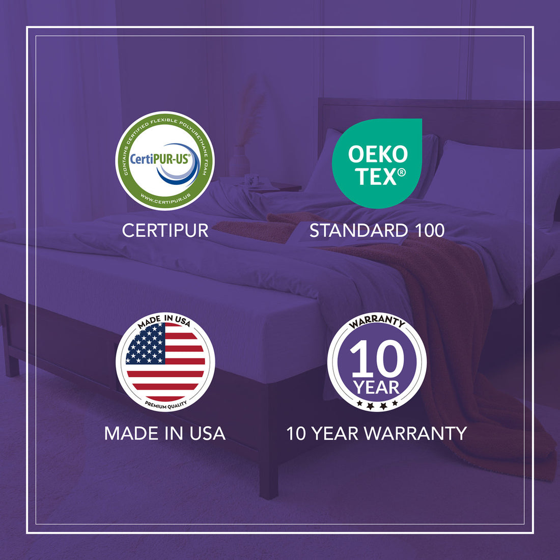 EGOHOME 10" Lavender Medium Memory Foam Mattress