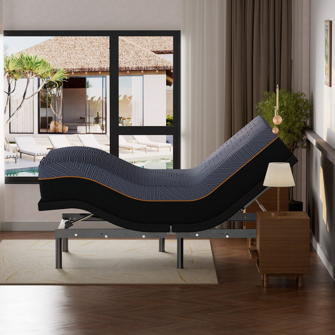 EGOHOME 15”Zero Gravity Adjustable Bed With 12" Memory Foam Mattress, Wireless Remote Control