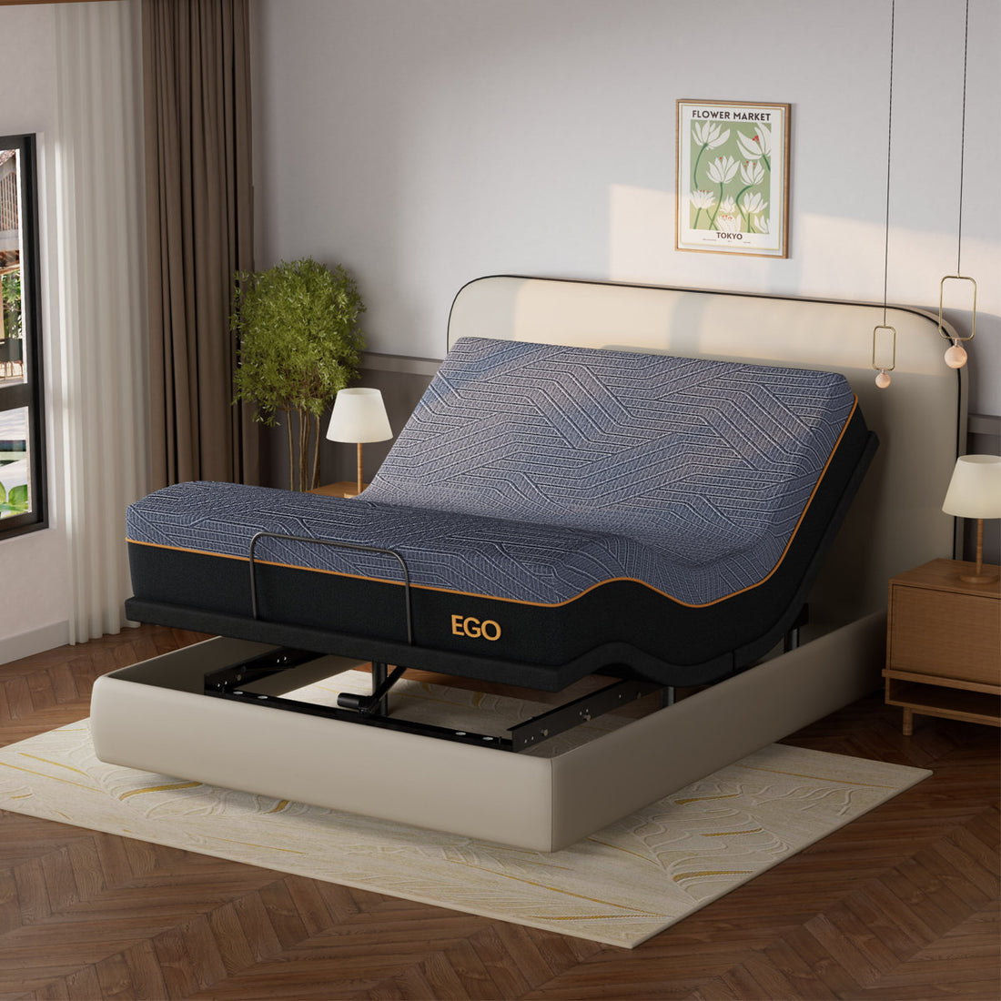 EGOHOME 15”Zero Gravity Adjustable Bed With 12" Memory Foam Mattress, Wireless Remote Control