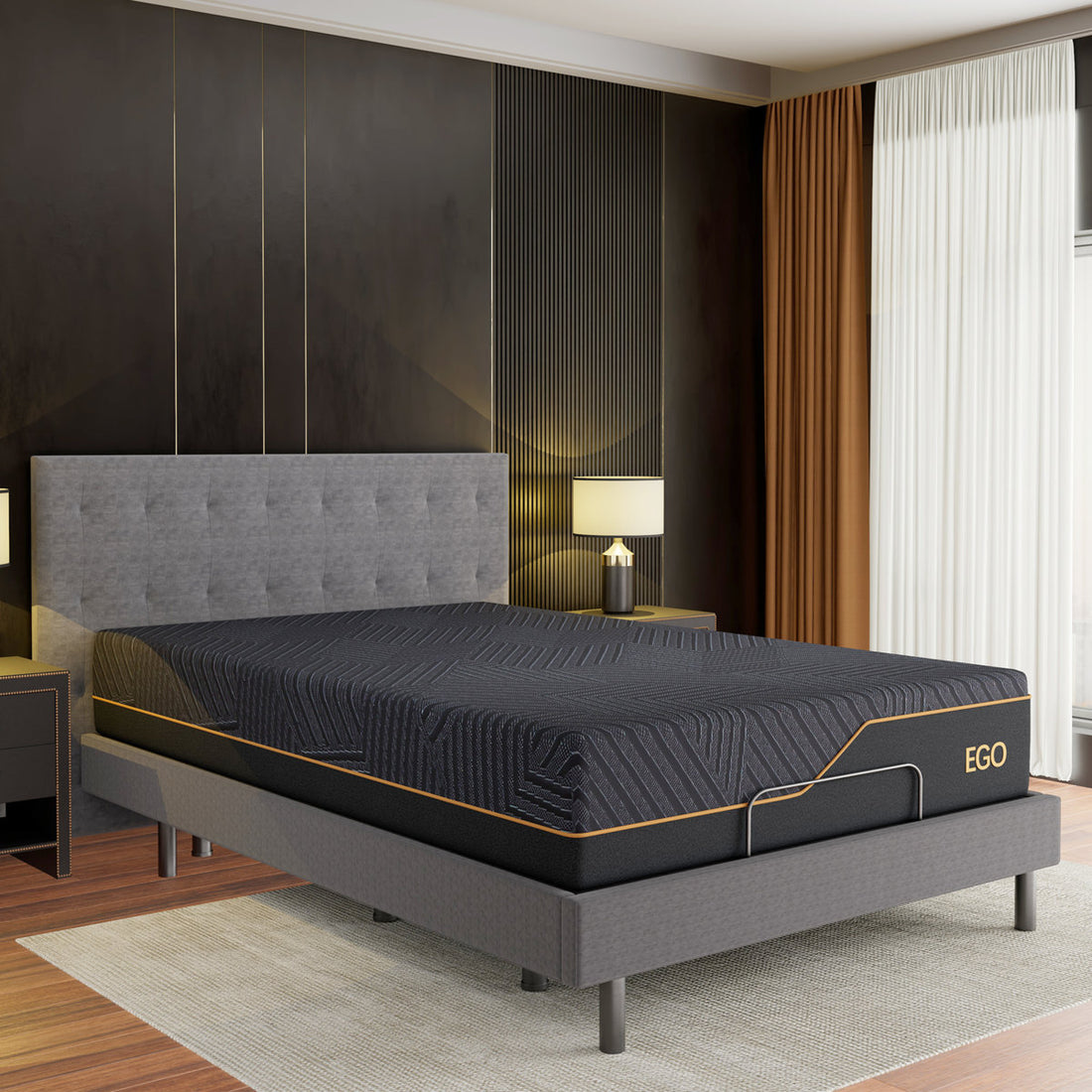 EGOHOME 15” Massaging Zero Gravity Adjustable Bed with 14" Memory Foam Mattress