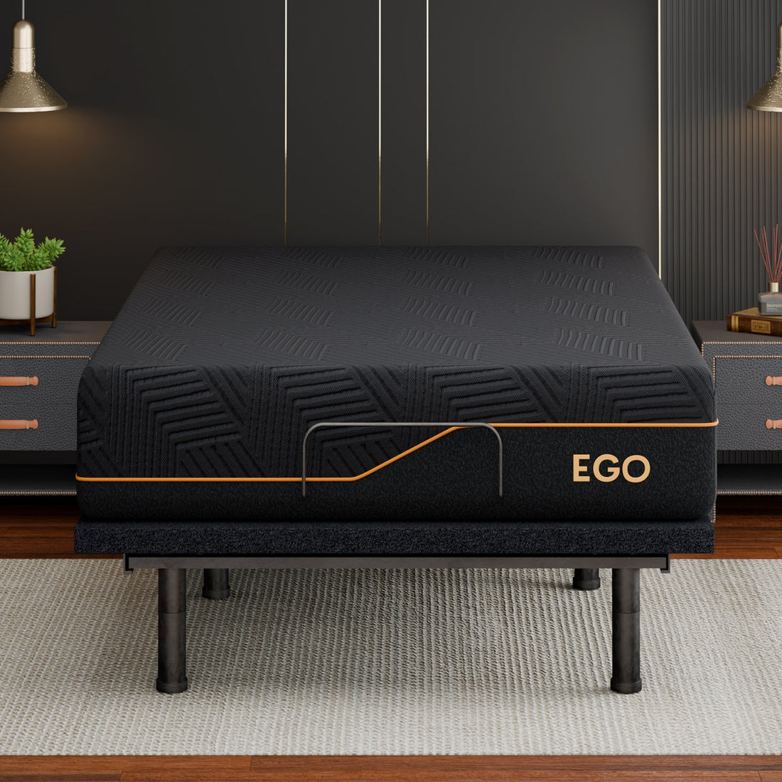 EGOHOME 15” Massaging Zero Gravity Adjustable Bed with 14" Memory Foam Mattress