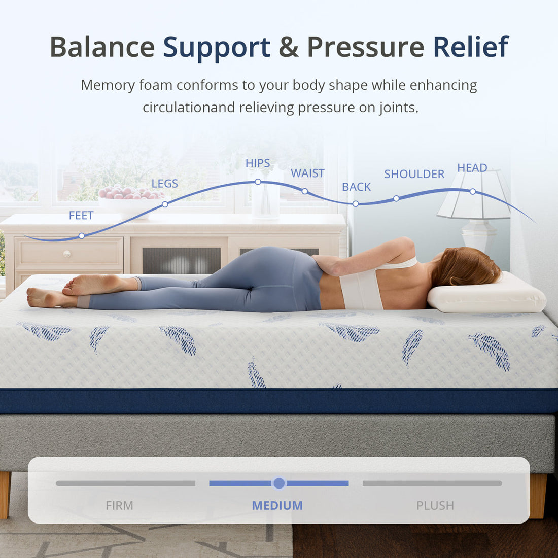 EGOHOME 6" Medium Cooling Gel Memory Foam Mattress in a Box with CertiPUR-US, OEKO-TEX Certified