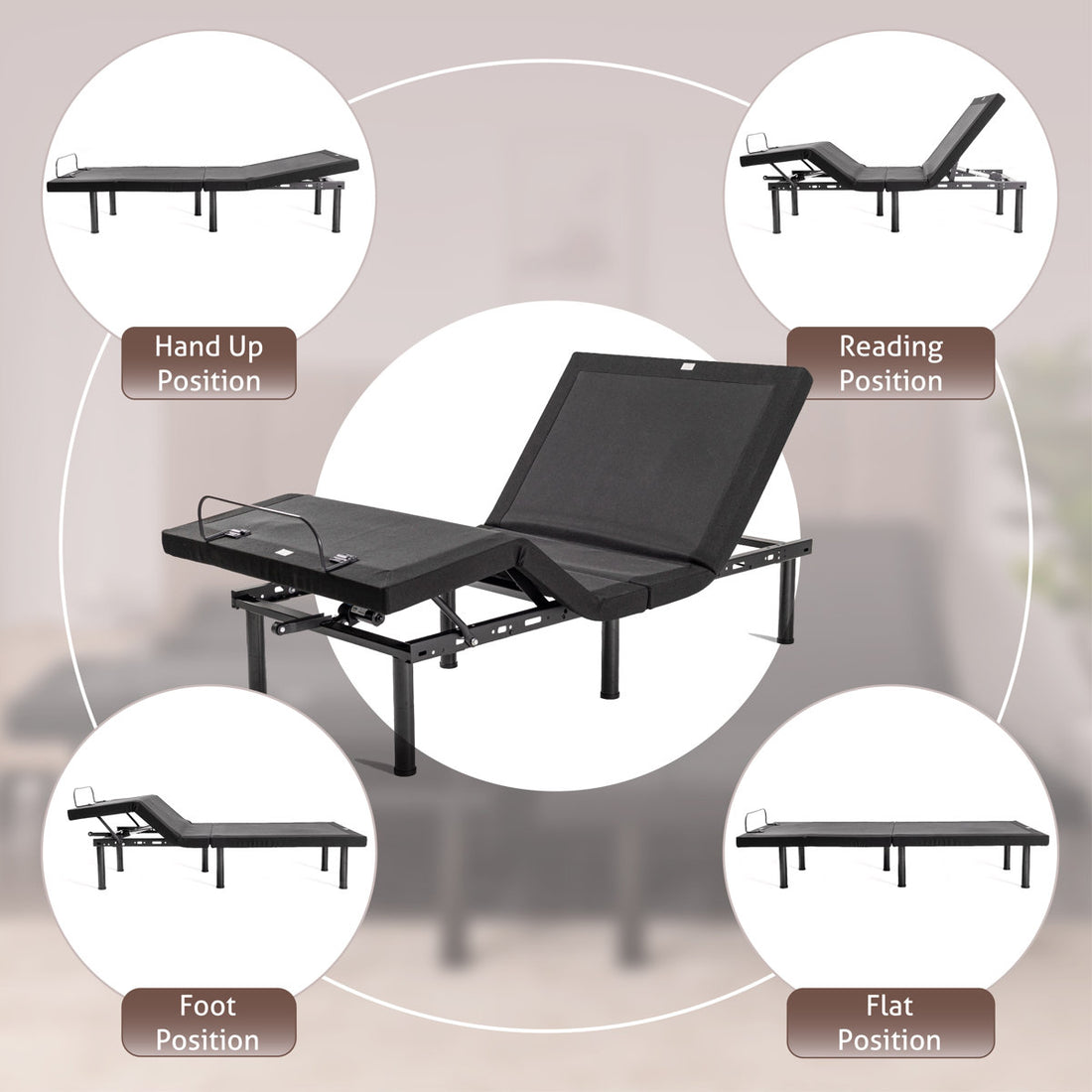 EGOHOME Zero Gravity Adjustable Bed with Wireless Remote--APP Head & Foot Incline