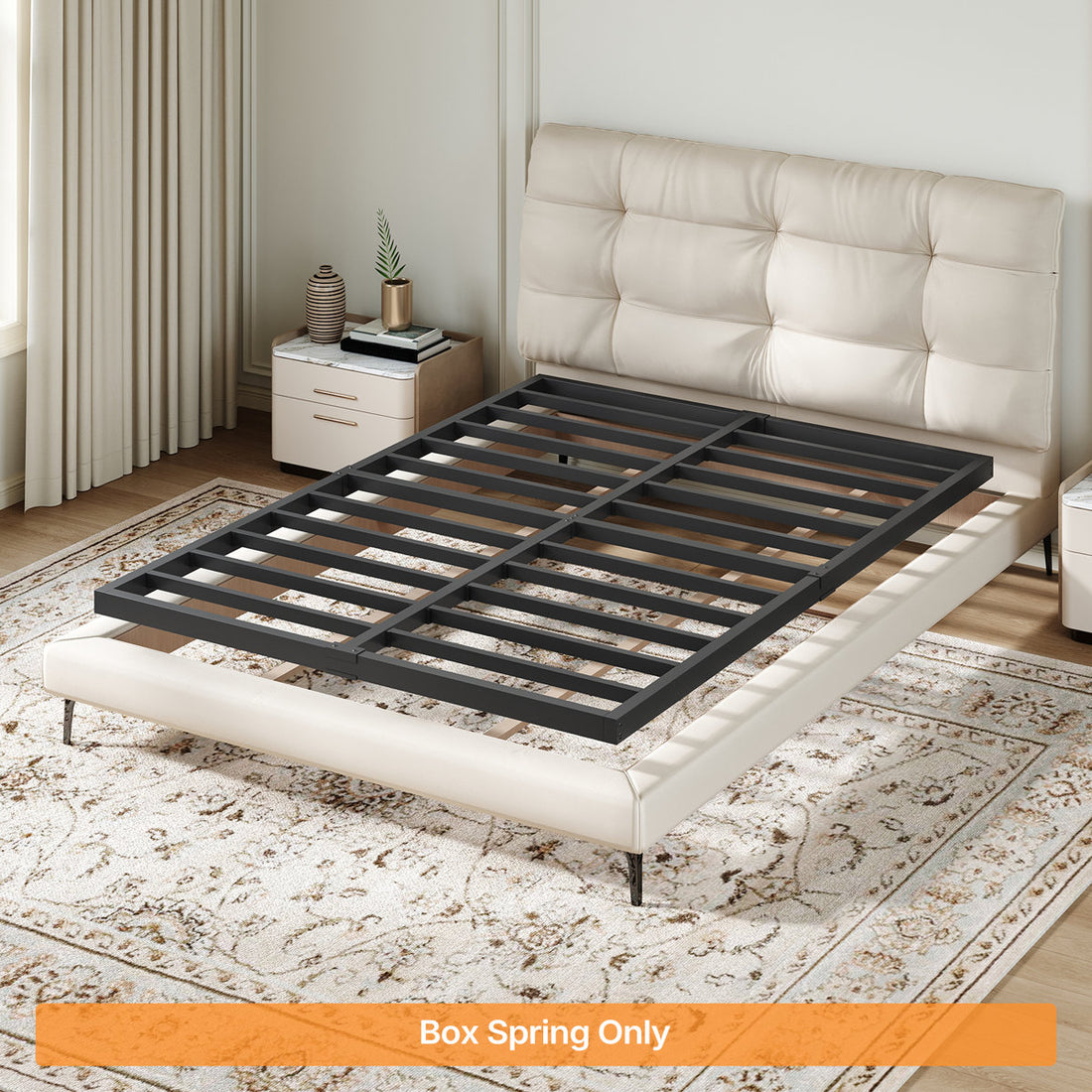 Full Box Spring Low Profile, Metal Box Spring for Full Bed, Mattress Foundation Easy Assembly
