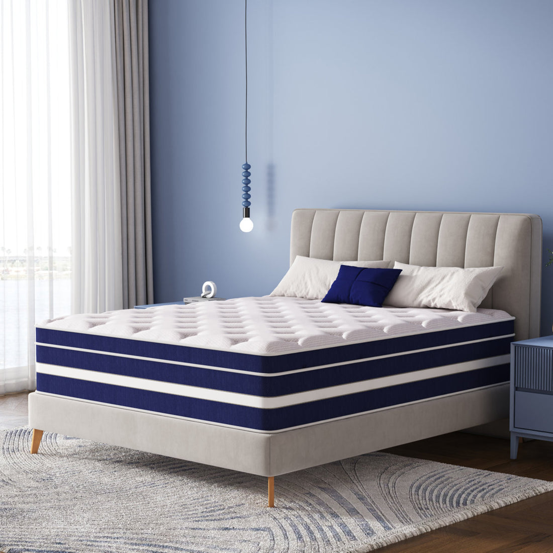 Huynh Sleep 10"/12"/14" Medium Firm Cooling Gel Memory Foam Hybrid Mattress in a Box - Individually Wrapped Pocket Coils, Pressure Relief, CertiPUR-US Certified