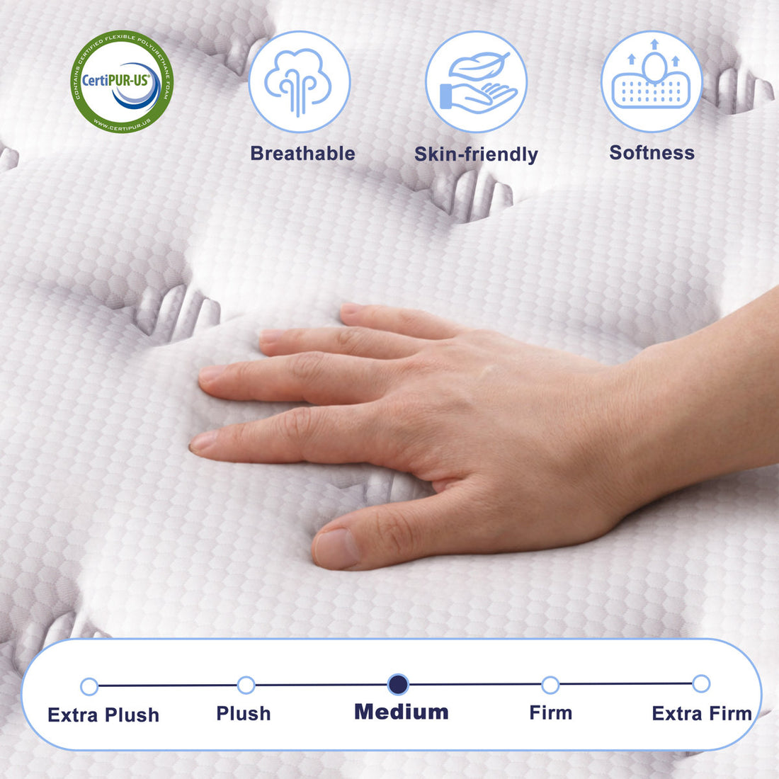 Huynh Sleep 10"/12"/14" Medium Firm Cooling Gel Memory Foam Hybrid Mattress in a Box - Individually Wrapped Pocket Coils, Pressure Relief, CertiPUR-US Certified