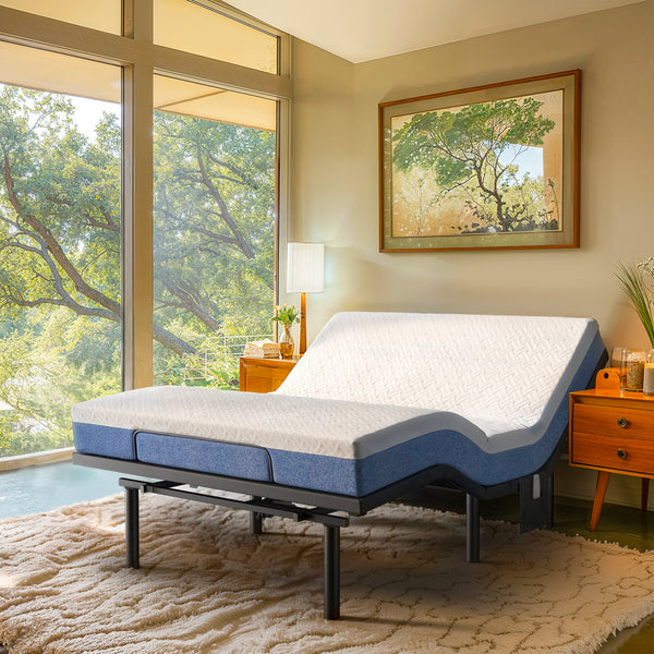 Iduna Adjustable Bed Frame with Massage ,Wireless Remote Adjustable Base Zero Gravity & Anti-Snore Modes Under Bed Lighting, 4 USB Ports