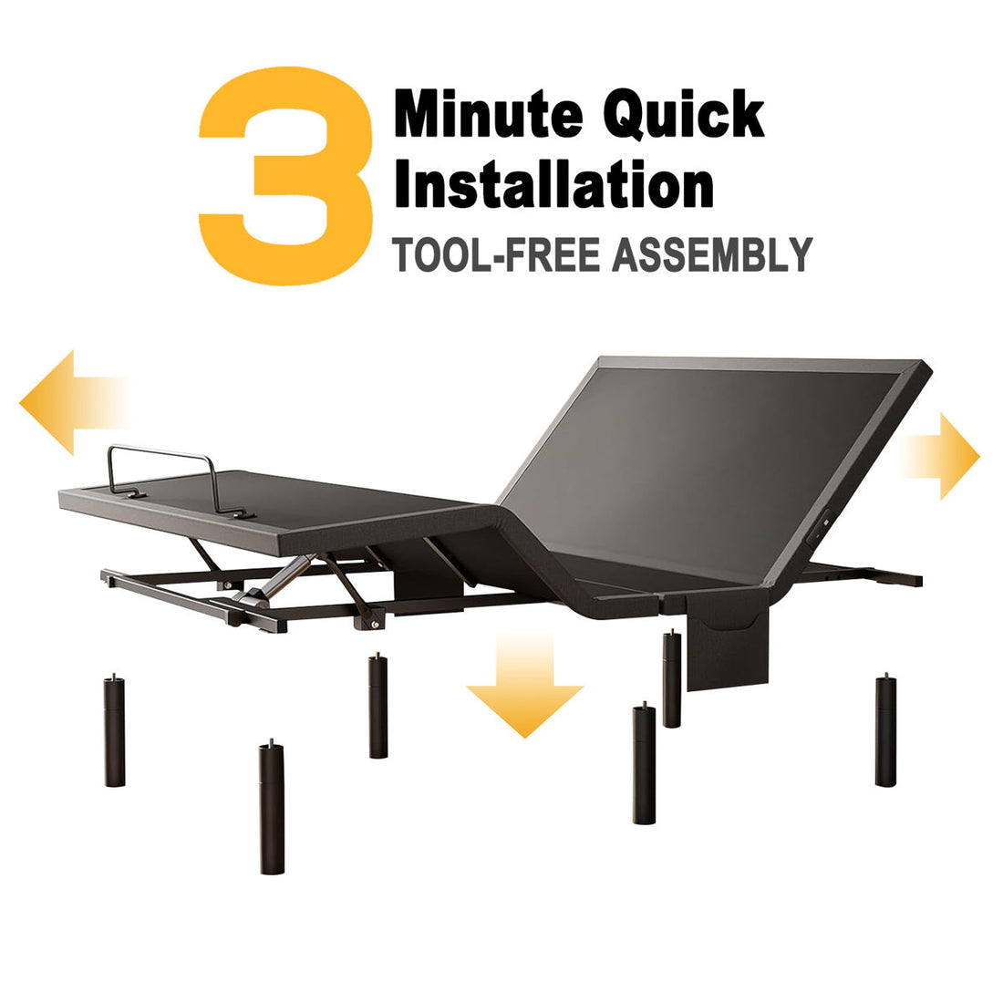 Iduna Adjustable Bed Frame with Massage ,Wireless Remote Adjustable Base Zero Gravity & Anti-Snore Modes Under Bed Lighting, 4 USB Ports