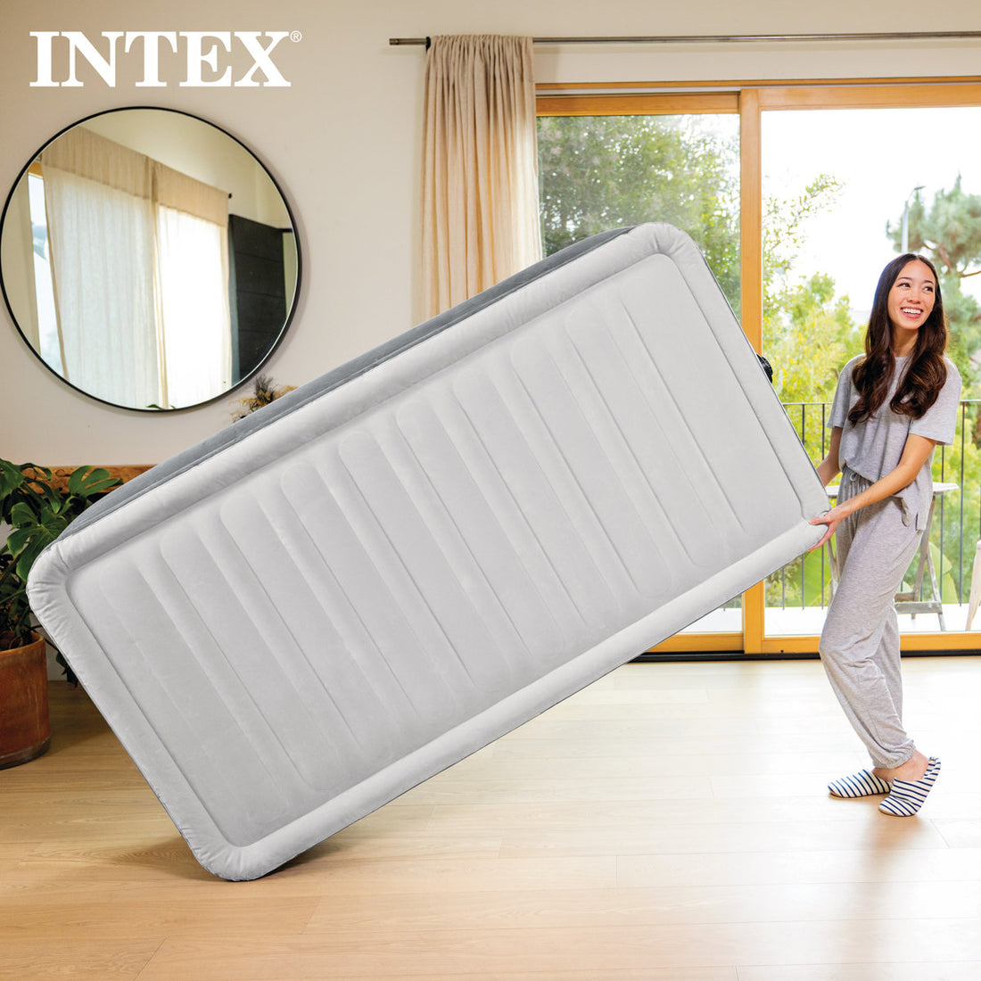 Intex 18" Queen Comfort Plush Elevated DuraBeam Airbed with Internal Electric Pump