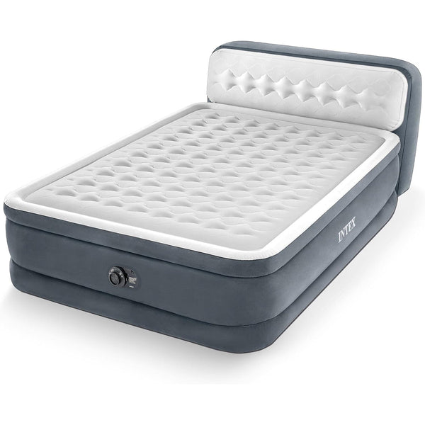 Intex Dura-Beam Deluxe Ultra Plush Headboard Queen Mattress with Built-In Pump