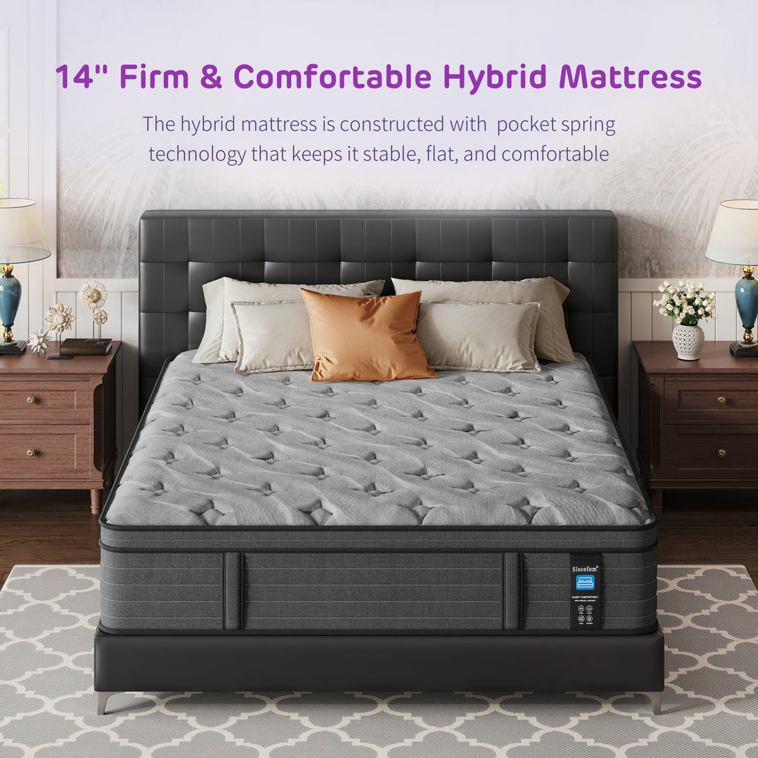 Jarrettsville 14" Firm and Comfortable King Size Hybrid Mattress with Gel Memory Foam & Pressure Relief