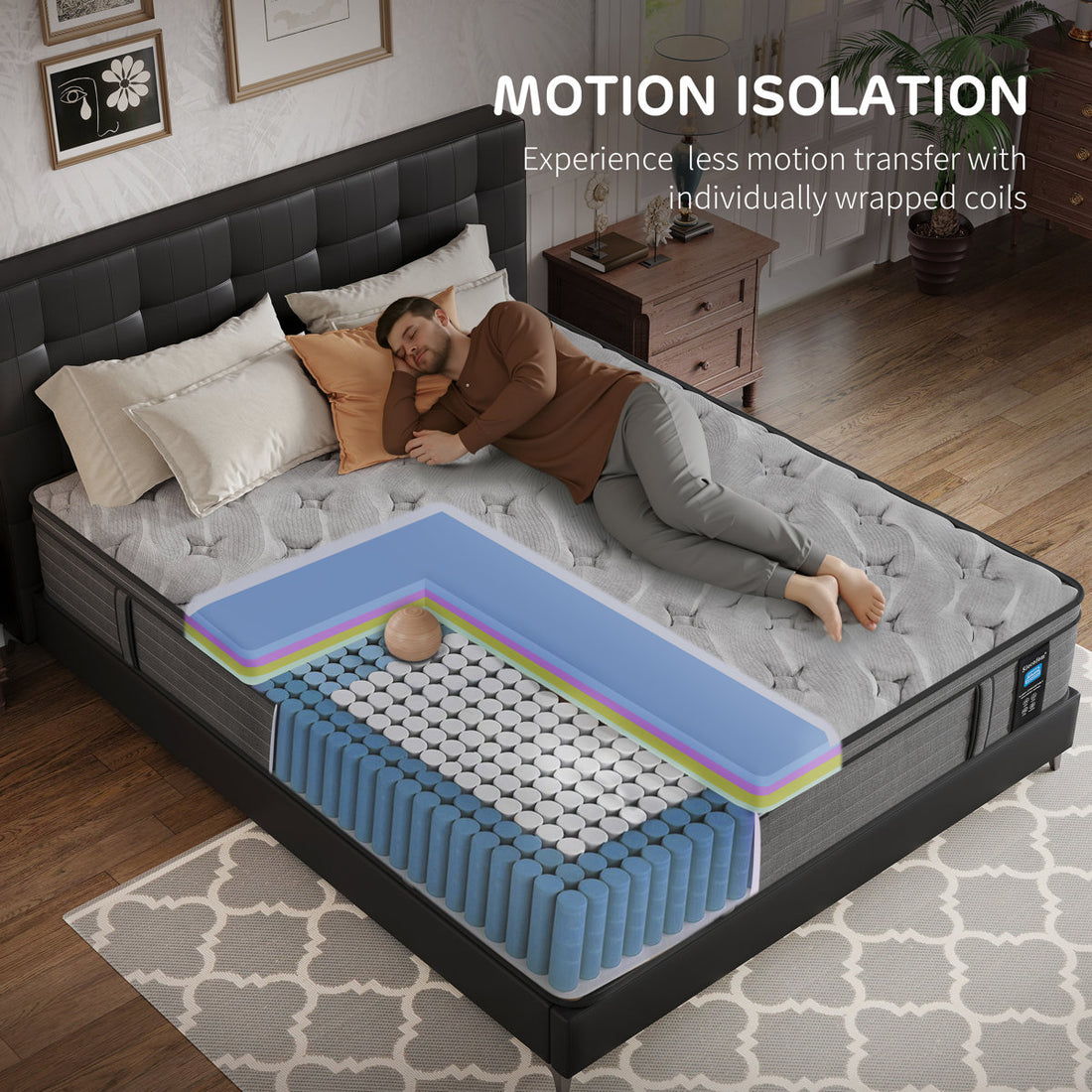 Jarrettsville 14" Firm and Comfortable King Size Hybrid Mattress with Gel Memory Foam & Pressure Relief