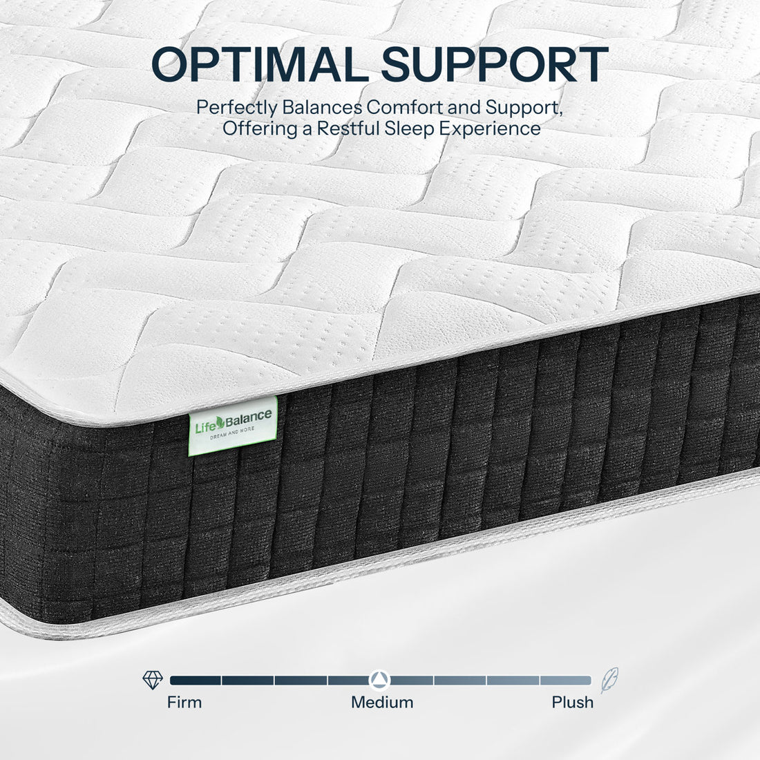 Life Balance Clime Hybrid Mattress Queen, 12" Medium-Firm, Cooling & Pressure-Relief Support