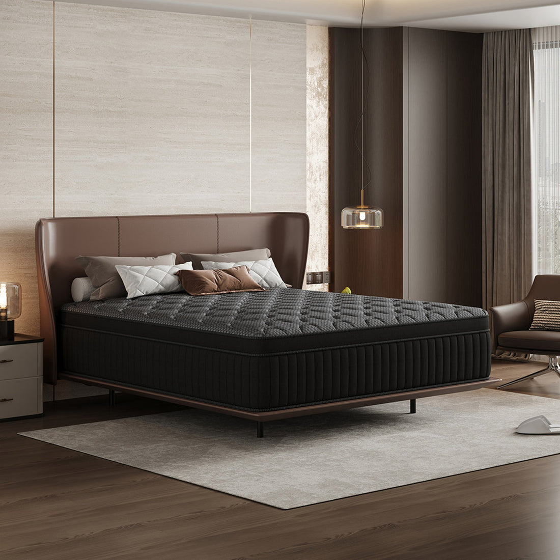Luxury Medium Hybrid Innerspring Mattress In A Box, Individual Pocket Springs &  High-Density Foam For Motion Isolation & Deep Sleep