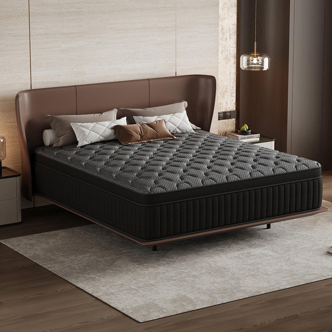 Luxury Medium Hybrid Innerspring Mattress In A Box, Individual Pocket Springs &  High-Density Foam For Motion Isolation & Deep Sleep