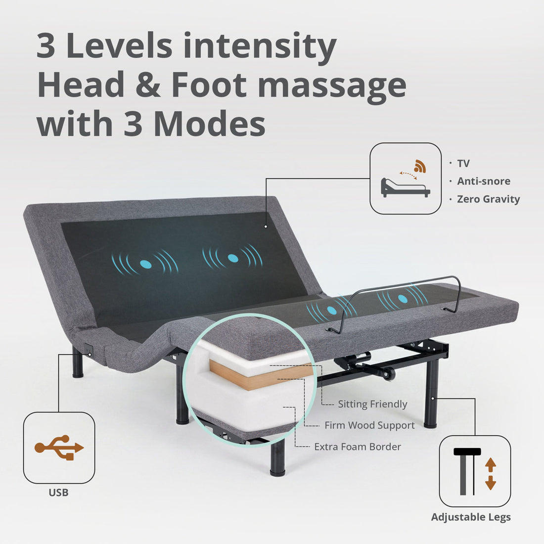 Massaging Zero Gravity Adjustable Bed with Wireless Remote - Sleep by Wayfair™