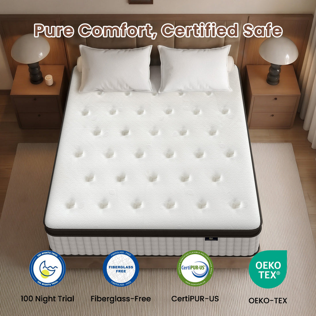 Medium Firm Hybrid Twin Mattress In A Box,Pocketed Coils,Fiberglass Free Bed Mattress for Motion Isolation & Edge Support