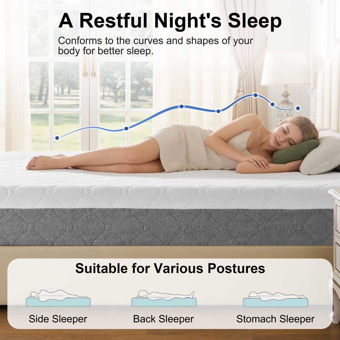 Medium Firm Memory Foam Mattress In A Box With Firm Body Support