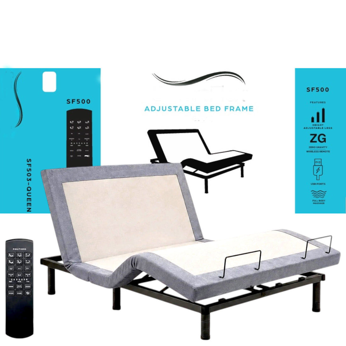Mosley Massaging Zero Gravity Adjustable Bed with Wireless Remote