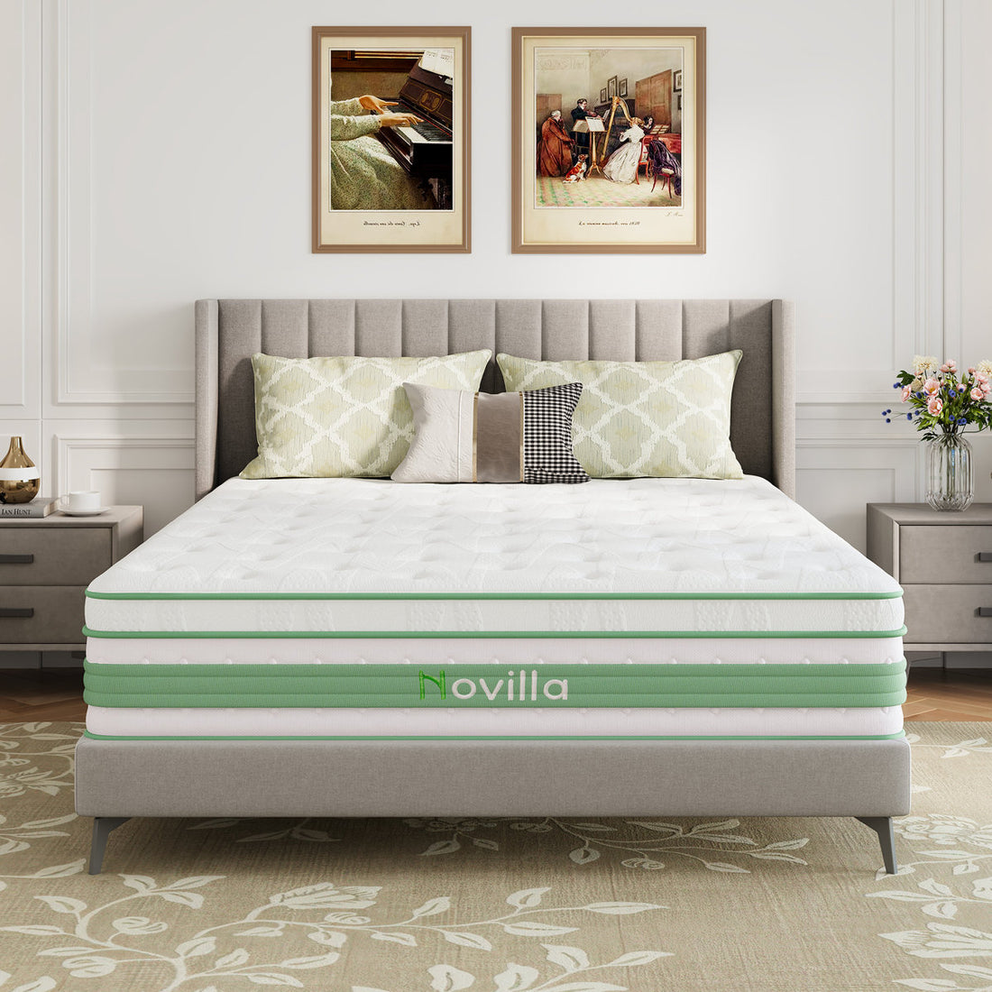 Novilla 14" Medium Firm Gel Memory Foam Hybrid Mattress with CertiPUR-US and ACA Certified