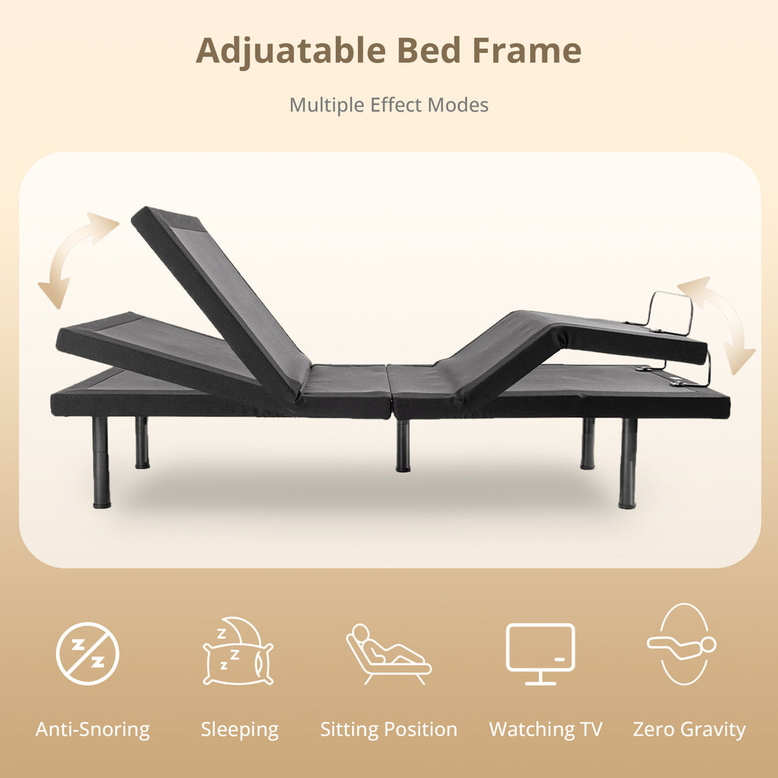 Olyphant Split King Adjustable Bed With 12”dual Foam Hybrid Mattress-zero Gravity, Massage And Wireless Remote, Underbed Light
