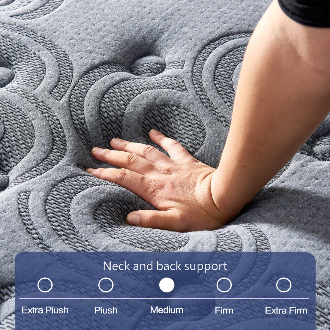 Sinegal Luxury 12" Medium-Firm Hybrid Mattress - Gel Memory Foam, Individually Wrapped Coils, Chic Jacquard Cover with Button Tufting
