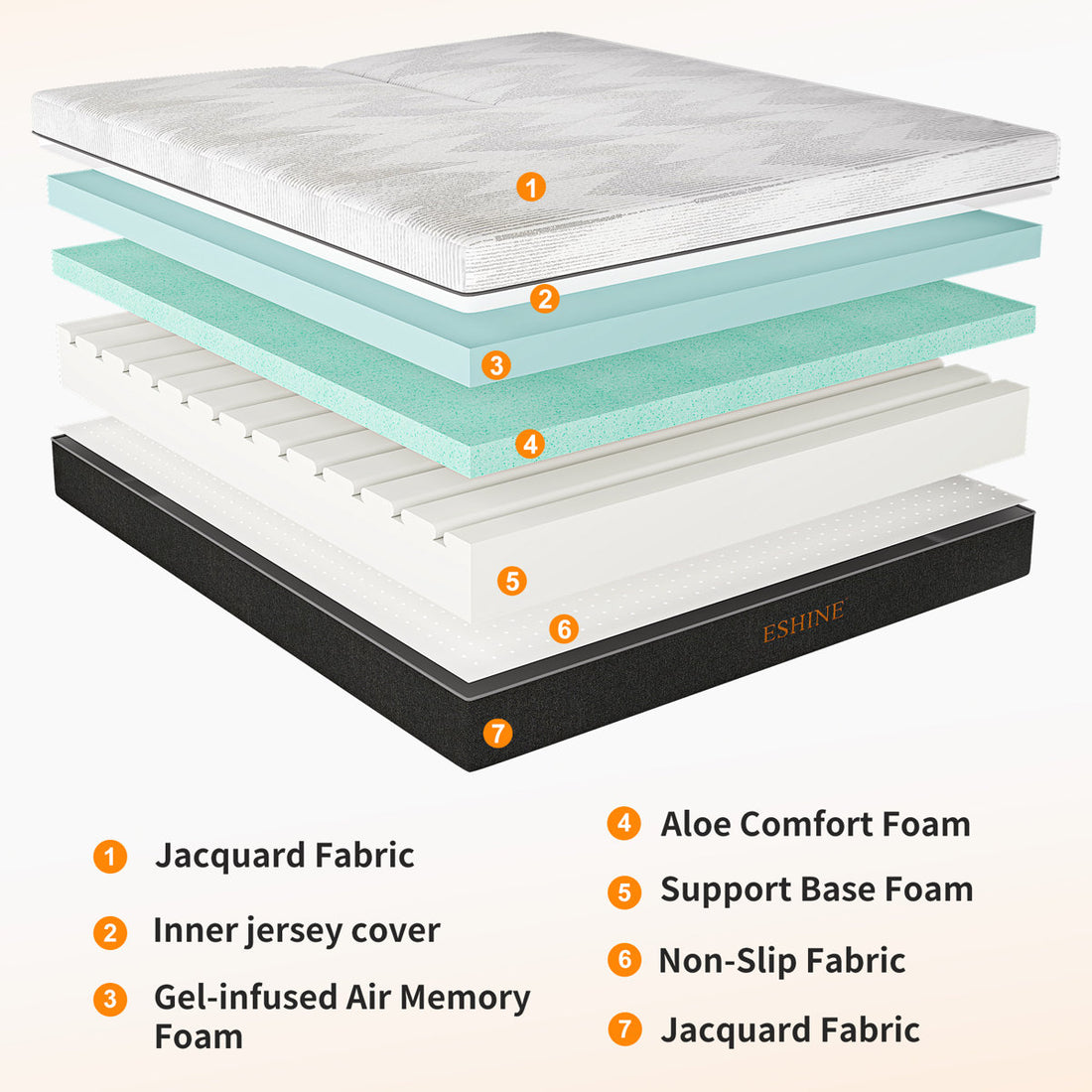 Split Top King Adjustable Bed Frame With 12'' Medium Plush Memory Foam Mattress, USB & Type C Ports, Massaging, Wireless Remote, E3000 Sunset Orange