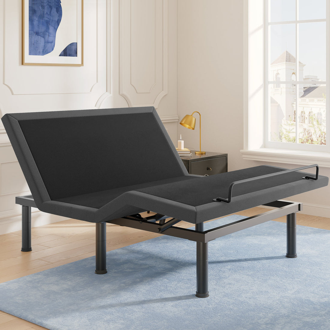 T450 Adjustable Bed Frame Full with Remote, Ergonomic Adjustable Base with Head & Foot Incline, Zero Gravity, Nightlight, Quiet Motor, and 3 Height-Adjustable Legs, Easy Assembly