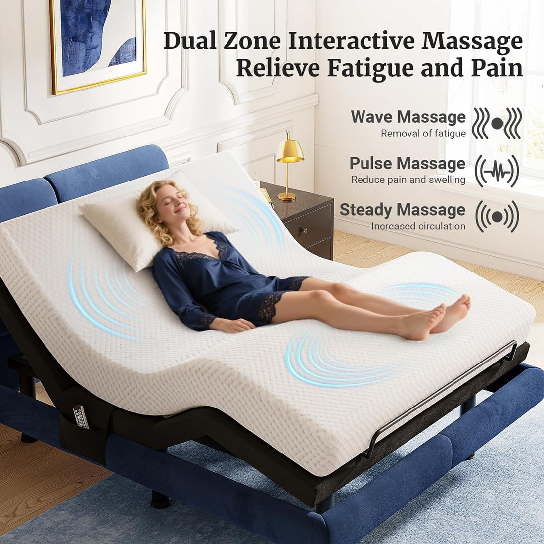 T600 Adjustable Bed Frame with Remote & Massage - Syncable Electric Beds Bases, Zero Gravity, Dual Side USB, Nightlight, Quiet Motor, 5 Min Easy Assembly