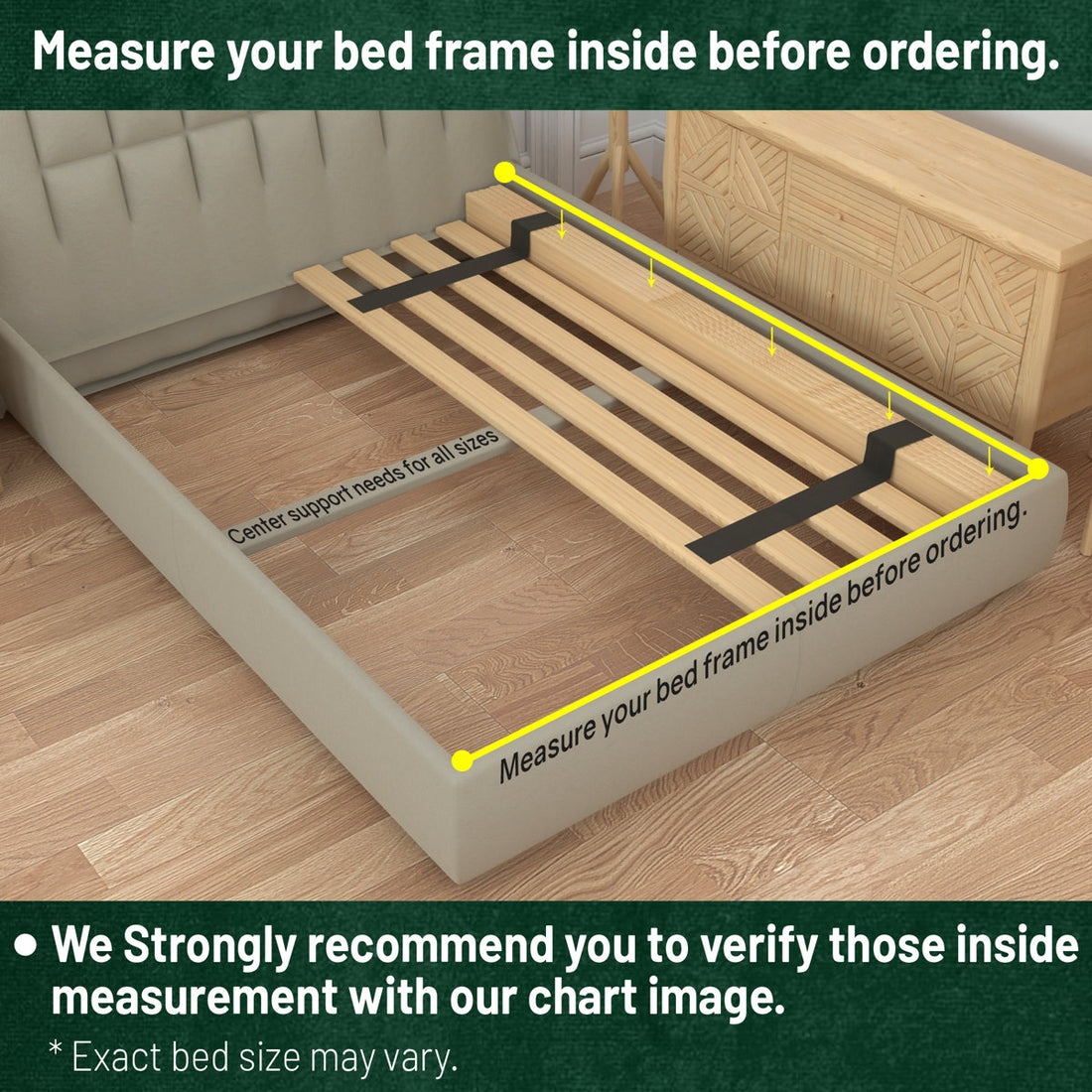 Tatum 0.68-Inch Standard Vertical Mattress Support Wooden Bunkie Board/Slats
