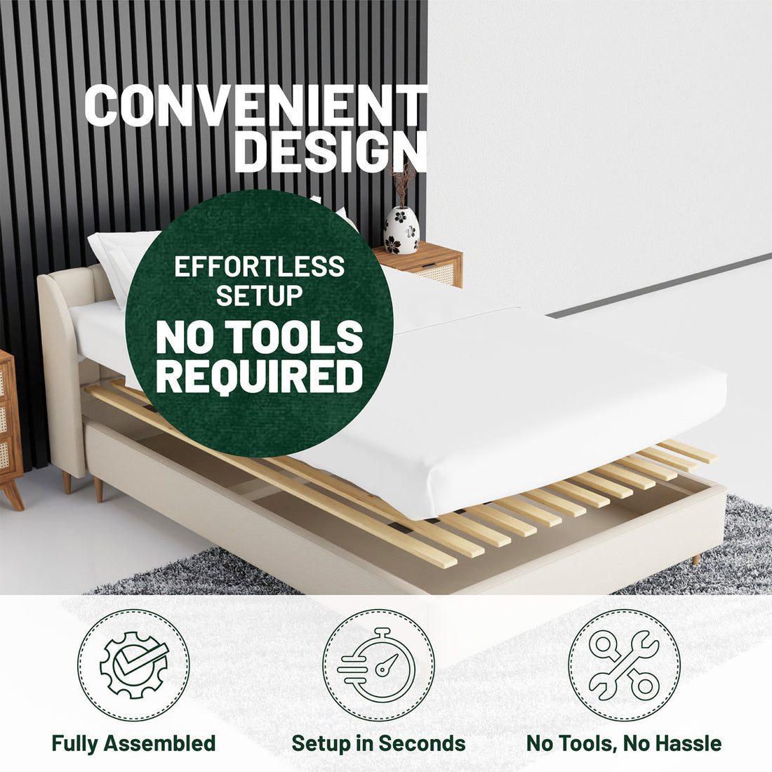 Tatum 0.68-Inch Standard Vertical Mattress Support Wooden Bunkie Board/Slats