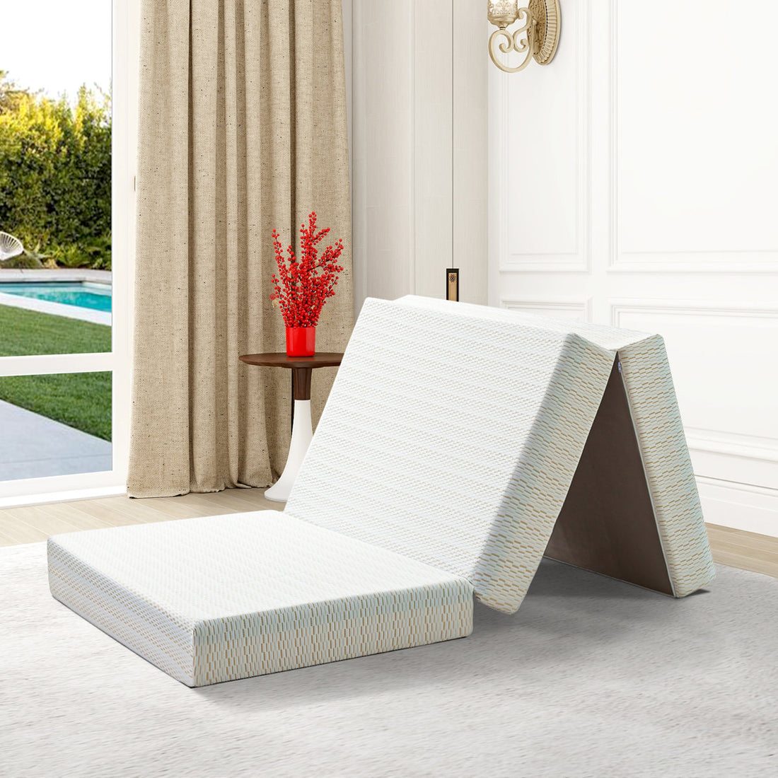 Tri-Fold 6'' Memory Foam Mattress, Portable Folding Murphy Bed Mattress With Washable Cover