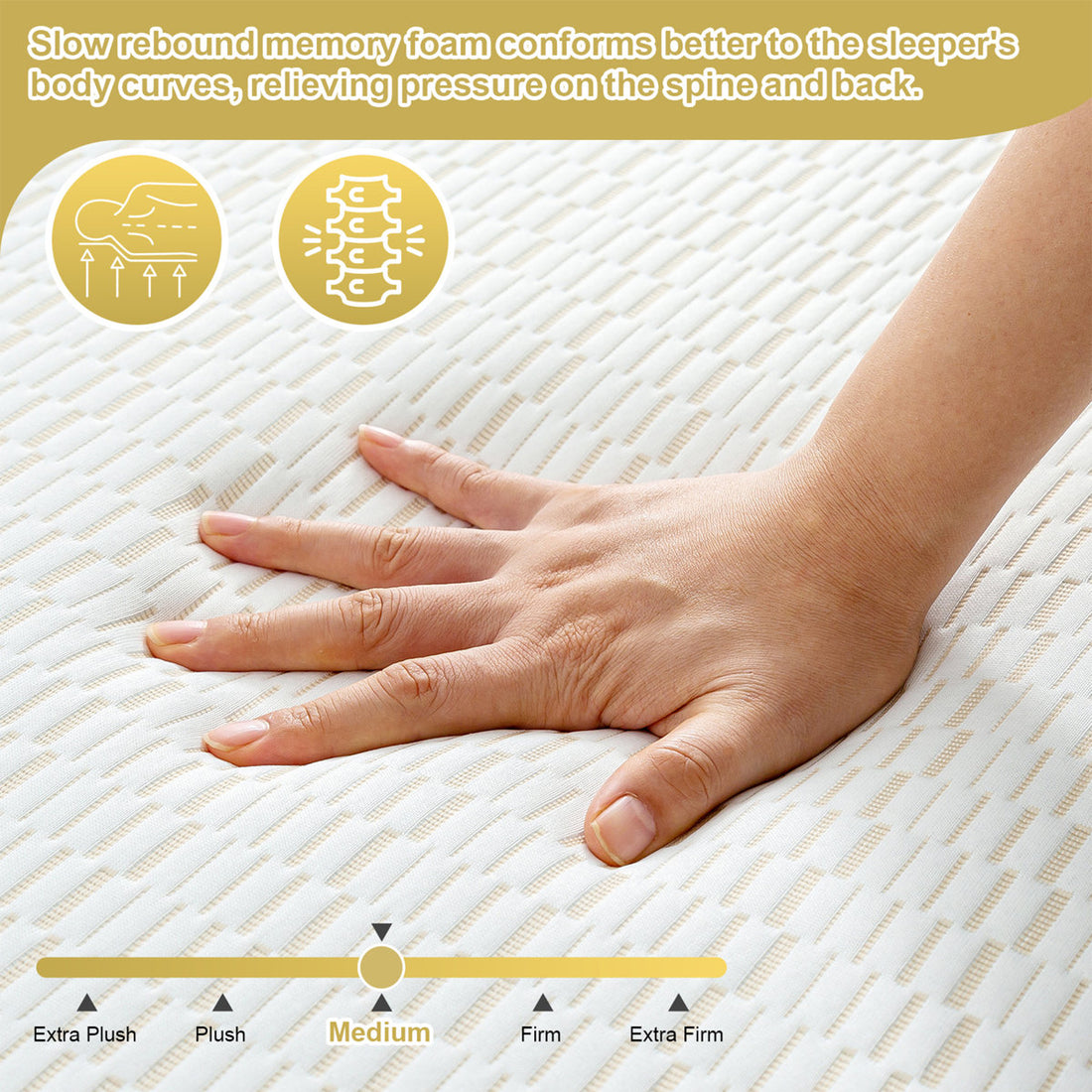 Tri-Fold 6'' Memory Foam Mattress, Portable Folding Murphy Bed Mattress With Washable Cover