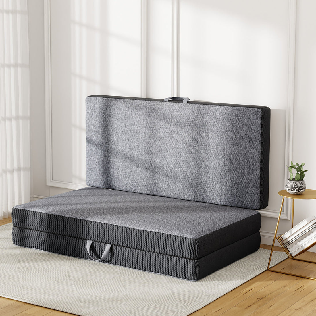 Tri-fold 6'' Memory Foam Mattress, Foldable Futon Floor Mattress Pad in a Box Extra Support, Portable Folding Murphy Bed Mattress With Washable Removable Cover