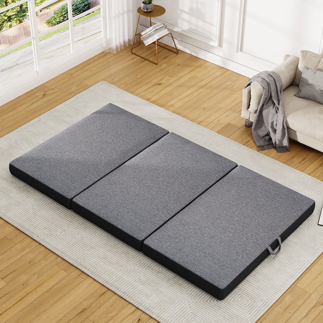 Tri-fold 6'' Memory Foam Mattress, Foldable Futon Floor Mattress Pad in a Box Extra Support, Portable Folding Murphy Bed Mattress With Washable Removable Cover