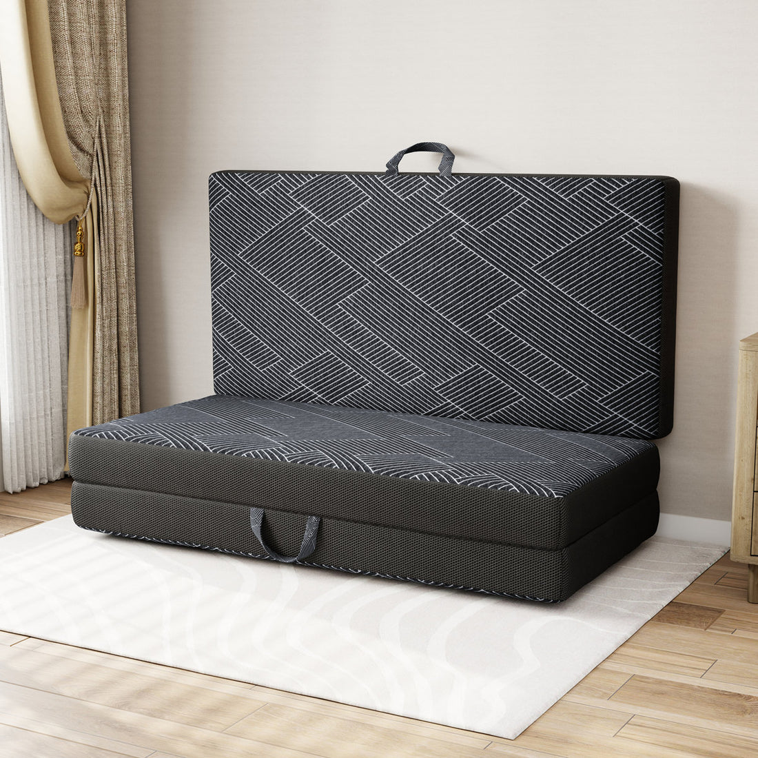 Tri-fold 6'' Memory Foam Mattress, Portable Folding Mattress with Washable Cover For Murphy Bed