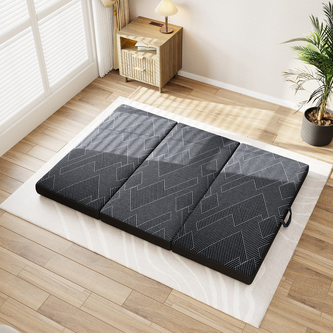 Tri-fold 6'' Memory Foam Mattress, Portable Folding Mattress with Washable Cover For Murphy Bed
