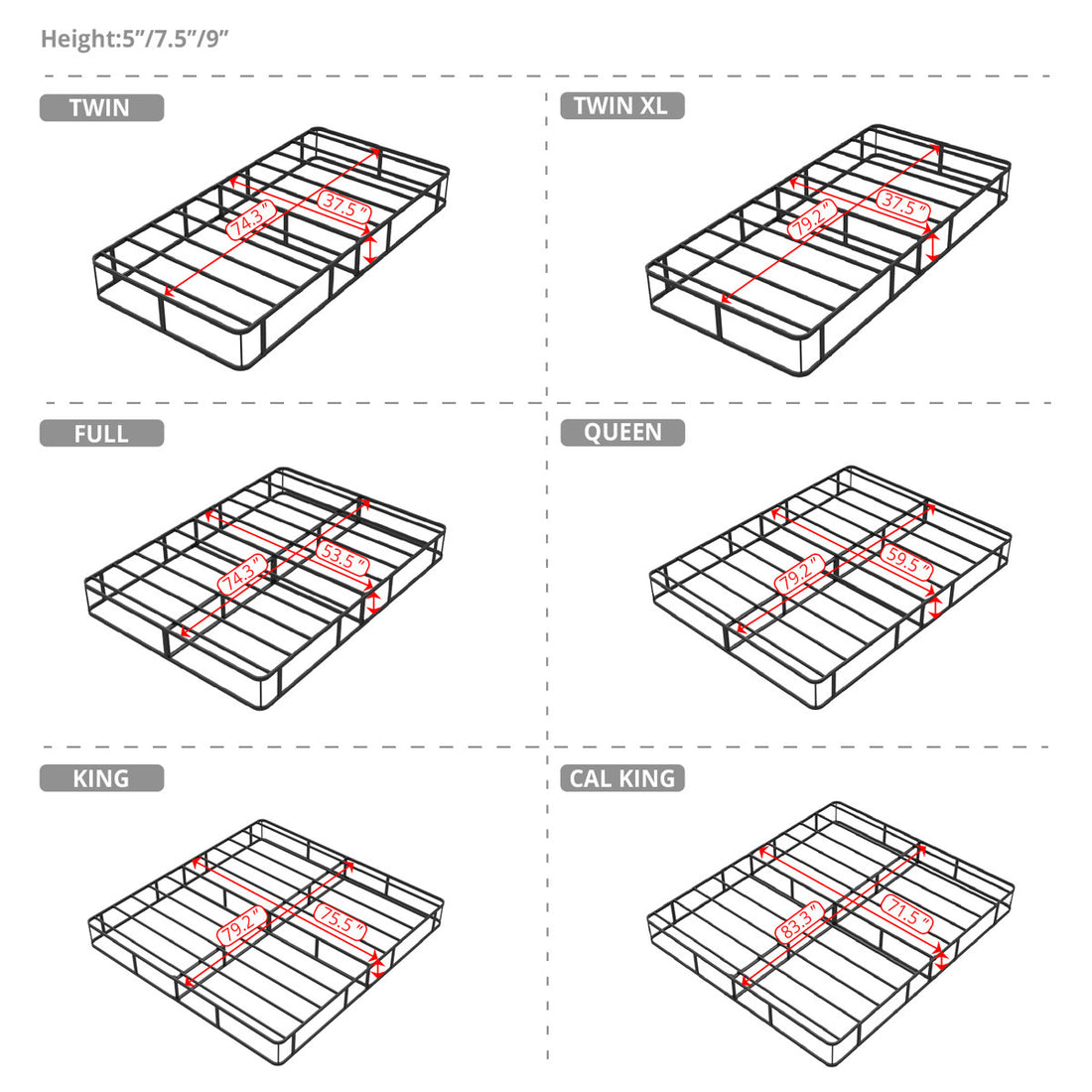 Varian Easy Assembly Metal Box Spring - Multiple Sizes